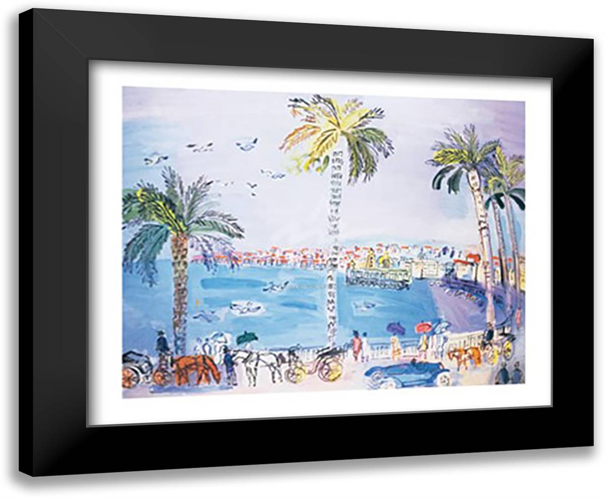 The Blue Palm Trees 24x20 Black Modern Wood Framed Art Print Poster by Dufy, Raoul