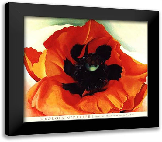 Poppy, 1927 32x28 Black Modern Wood Framed Art Print Poster by O'Keeffe, Georgia