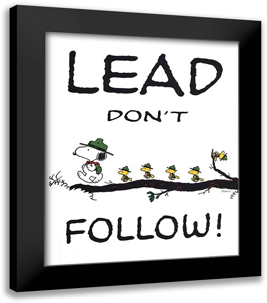 Lead Don't Follow 20x24 Black Modern Wood Framed Art Print Poster by Peanuts