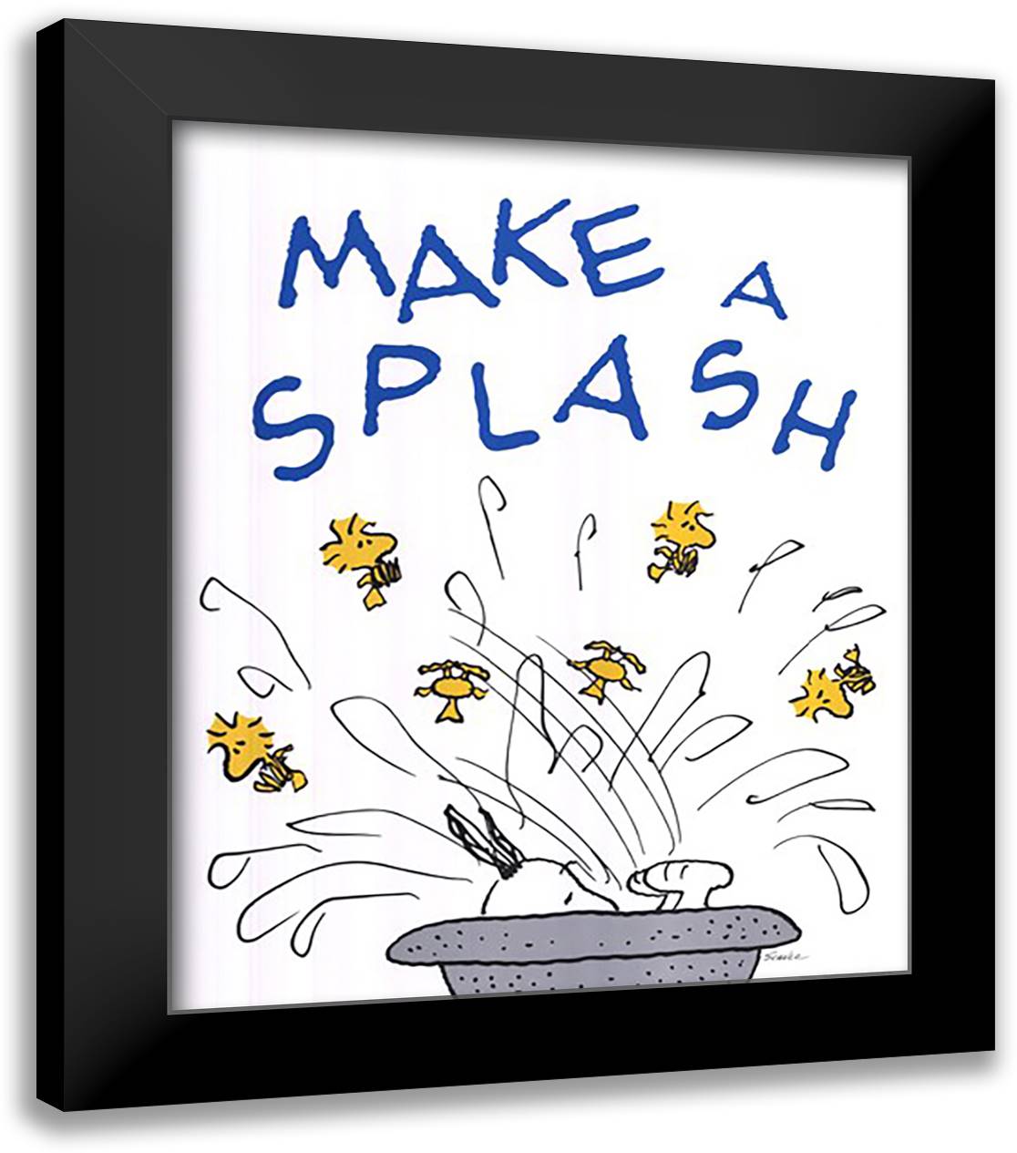 Make a Splash 20x24 Black Modern Wood Framed Art Print Poster by Peanuts