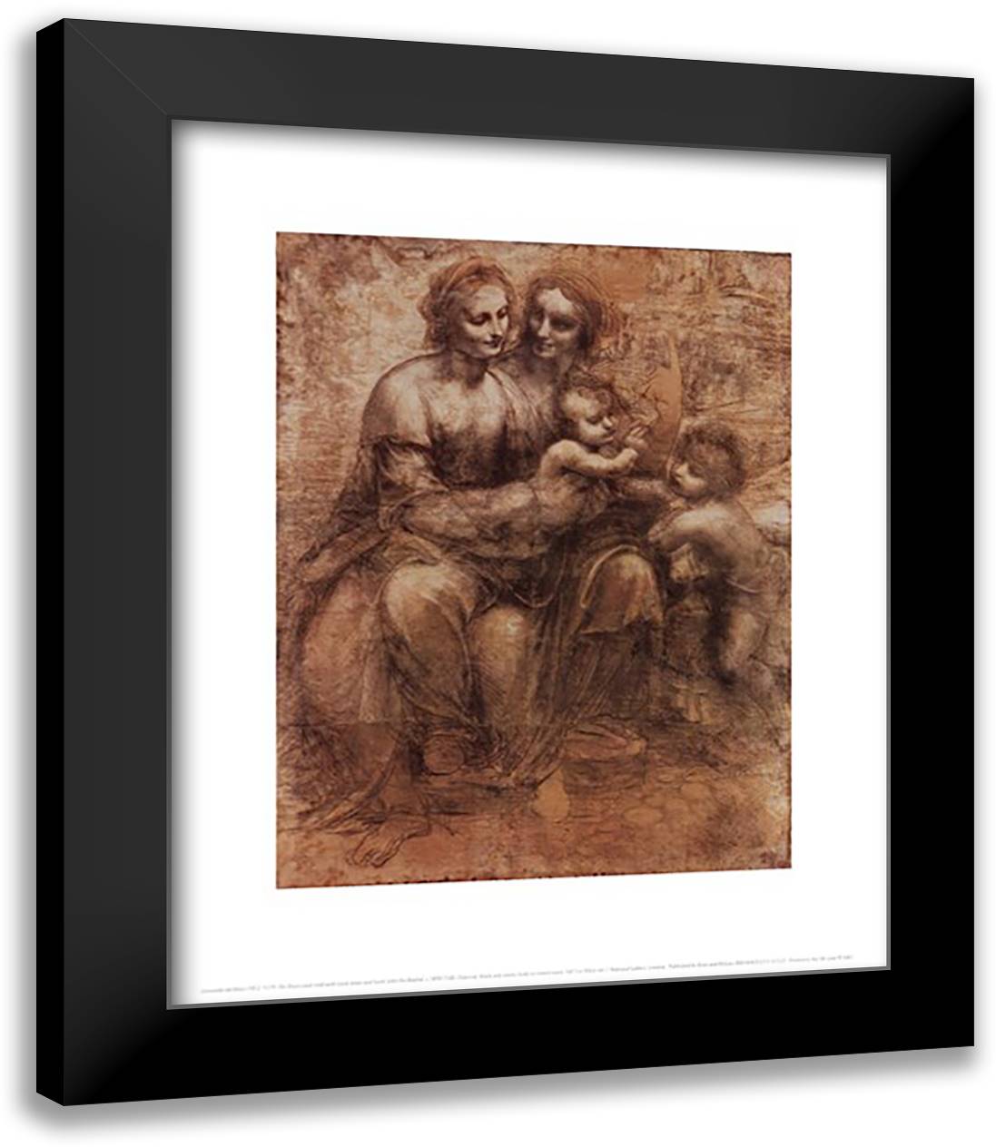 The Virgin and Child with Saint Anne and Saint John the Baptist, c. 1499/1500 15x18 Black Modern Wood Framed Art Print Poster by da Vinci, Leonardo
