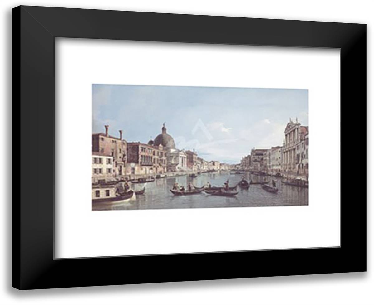 Venice: The Upper Reaches of the Grand Canal with S. Simeone Piccolo, c. 1738 18x15 Black Modern Wood Framed Art Print Poster by Canaletto, Giovanni Antonio