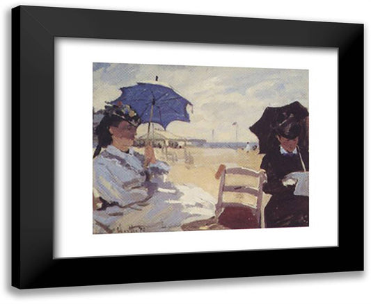 The Beach at Trouville, 1870 18x15 Black Modern Wood Framed Art Print Poster by Monet, Claude