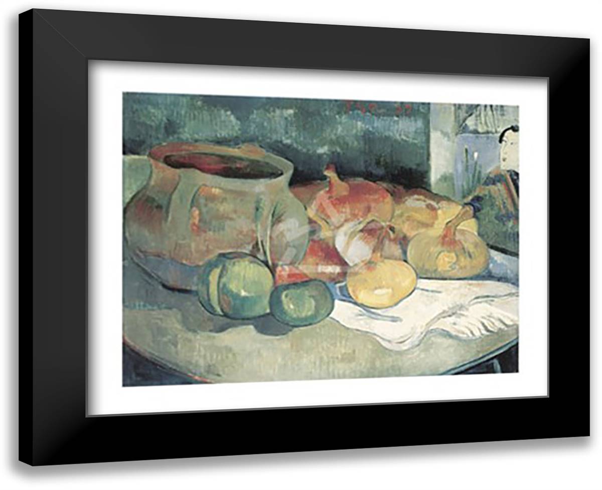 Still Life with Onions, Beetroot, and a Japanese 18x15 Black Modern Wood Framed Art Print Poster by Gauguin, Paul