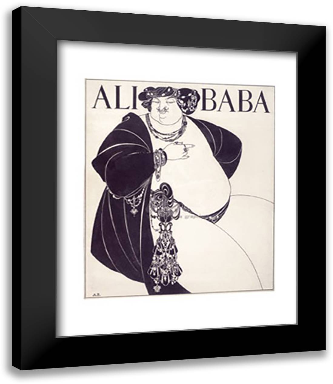 Ali Baba (Cover Design for The Forty Thieves), 1897 15x18 Black Modern Wood Framed Art Print Poster by Beardsley, Aubrey