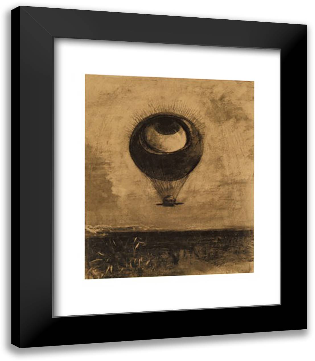 Eye-Balloon 15x18 Black Modern Wood Framed Art Print Poster by Redon, Odilon