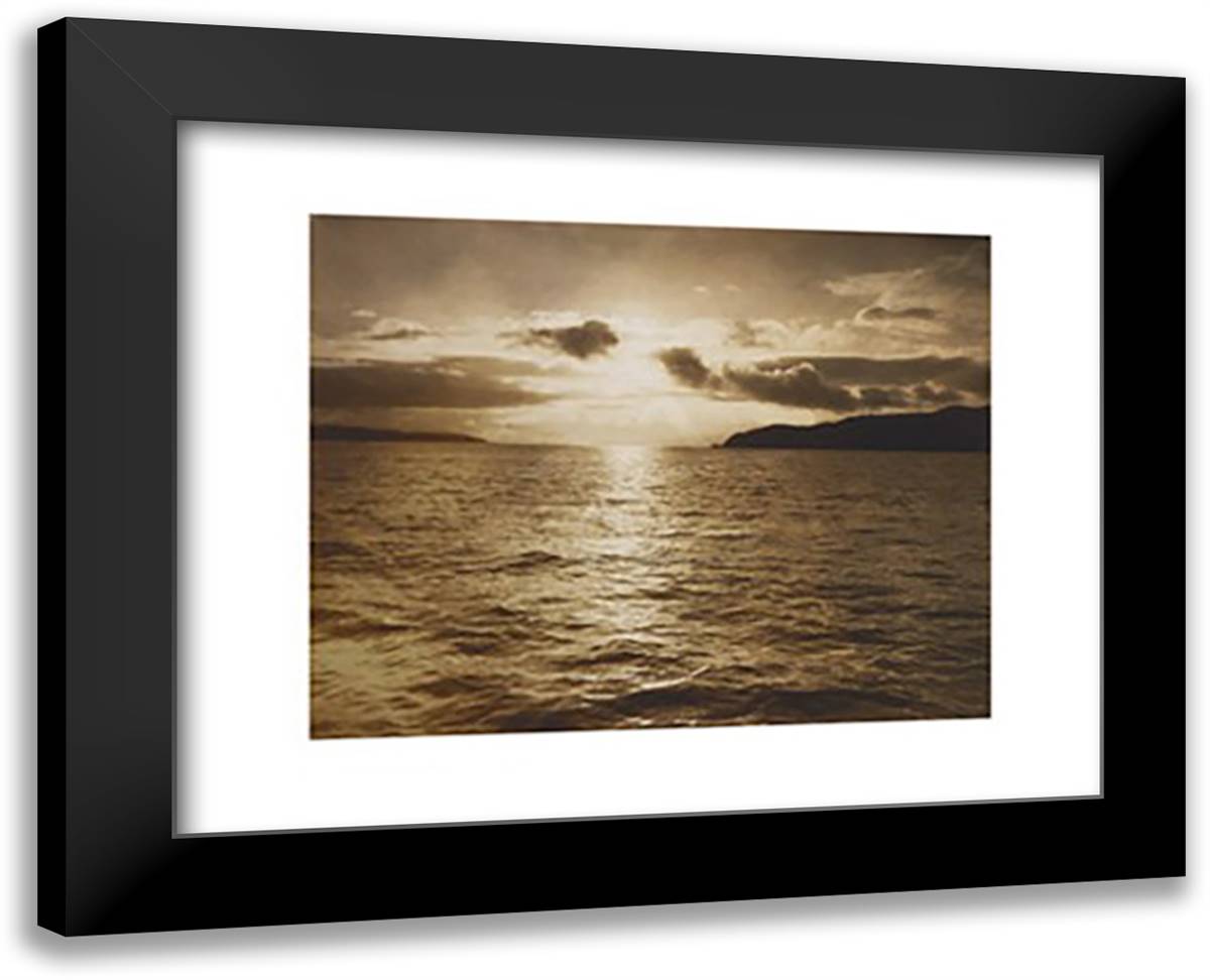 Sunset in the Golden Gate, ca. 1890 18x15 Black Modern Wood Framed Art Print Poster by Pillsbury