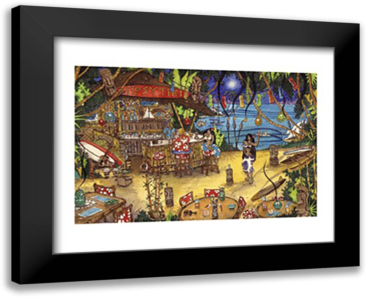 Tipsy Tiki 18x15 Black Modern Wood Framed Art Print Poster by Casagrande