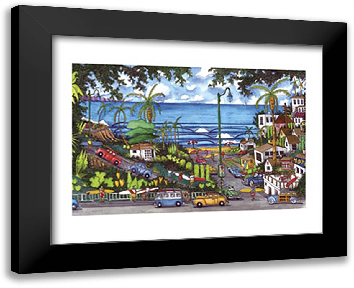 Moonlight Beach 18x15 Black Modern Wood Framed Art Print Poster by Casagrande