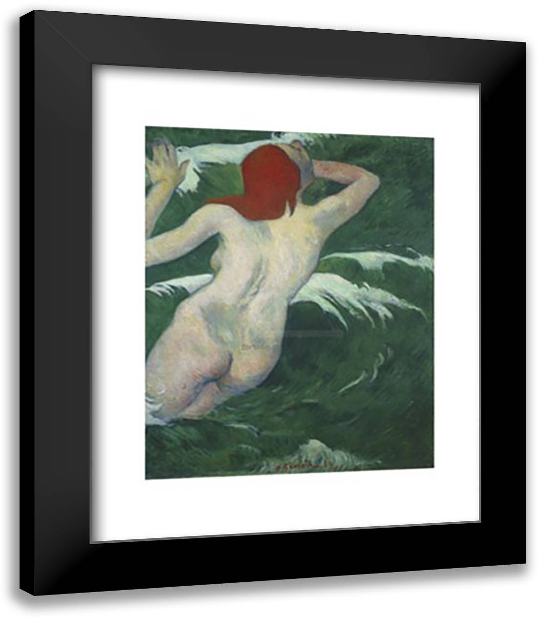 In the Waves, 1889 15x18 Black Modern Wood Framed Art Print Poster by Gauguin, Paul