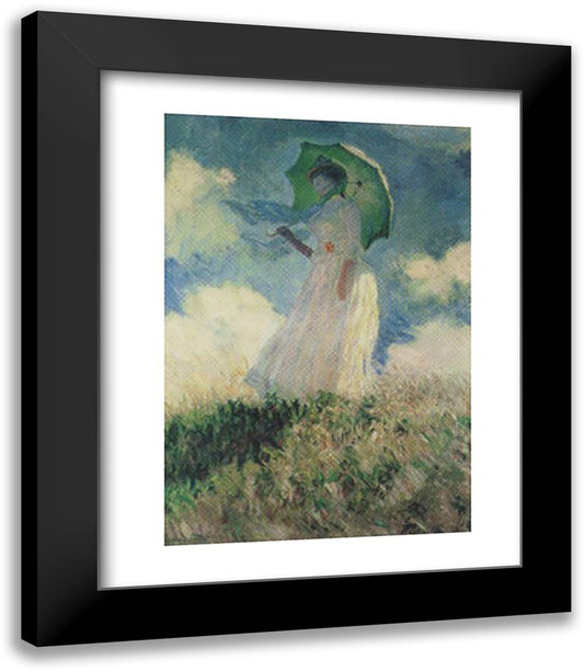 Woman with Parasol 15x18 Black Modern Wood Framed Art Print Poster by Monet, Claude