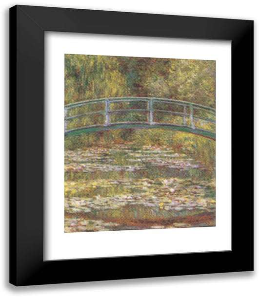 The Water Lily Pond & Bridge 15x18 Black Modern Wood Framed Art Print Poster by Monet, Claude