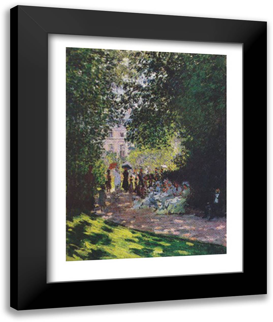 Parisians Enjoying Parc Monceau 15x18 Black Modern Wood Framed Art Print Poster by Monet, Claude