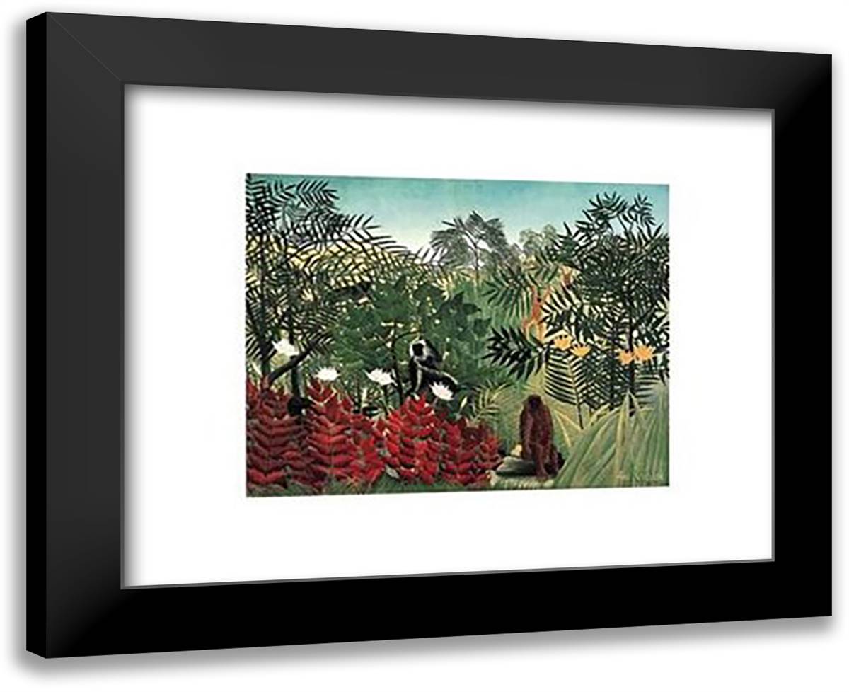 Tropical Jungle 18x15 Black Modern Wood Framed Art Print Poster by Rousseau, Henri