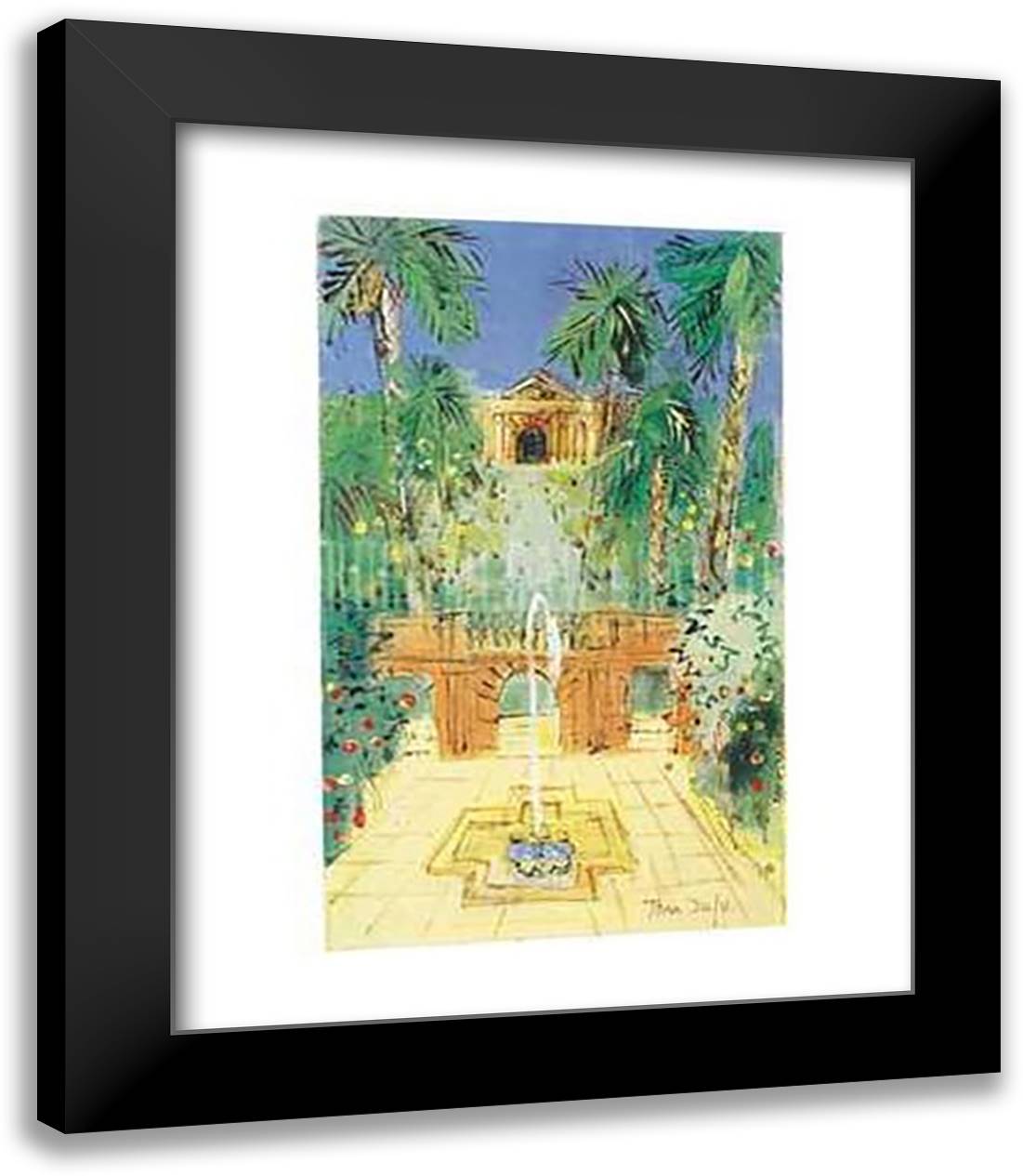 Seville-Fountain and Patio 15x18 Black Modern Wood Framed Art Print Poster by Dufy, Raoul