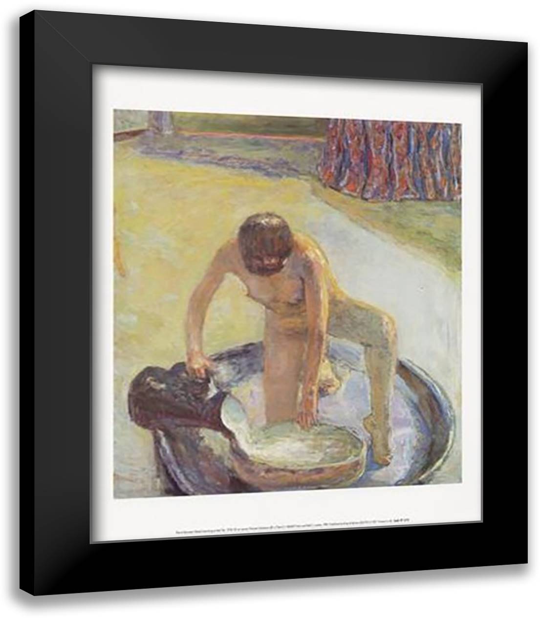 Crouching Nude in Tub 15x18 Black Modern Wood Framed Art Print Poster by Bonnard, Pierre