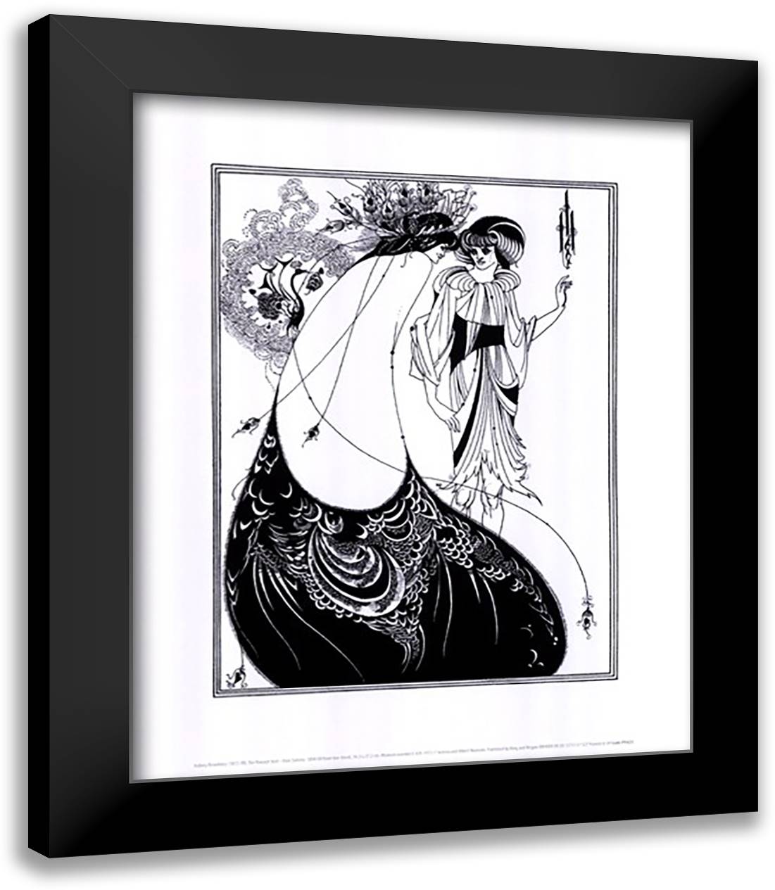 Beardsley - Peacock Skirt Size 15x18 Black Modern Wood Framed Art Print Poster by Beardsley, Aubrey