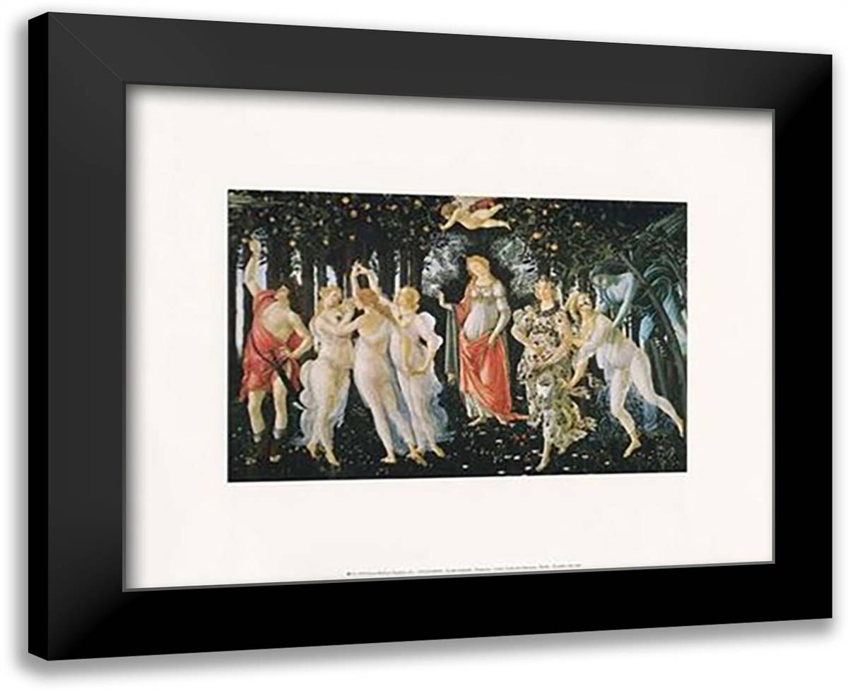 La Primavera 18x15 Black Modern Wood Framed Art Print Poster by Botticelli, Sandro