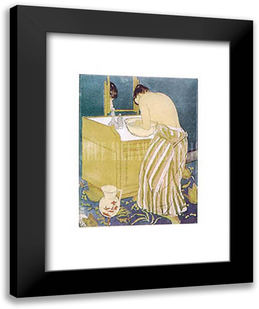 Woman Bathing 15x18 Black Modern Wood Framed Art Print Poster by Cassatt, Mary