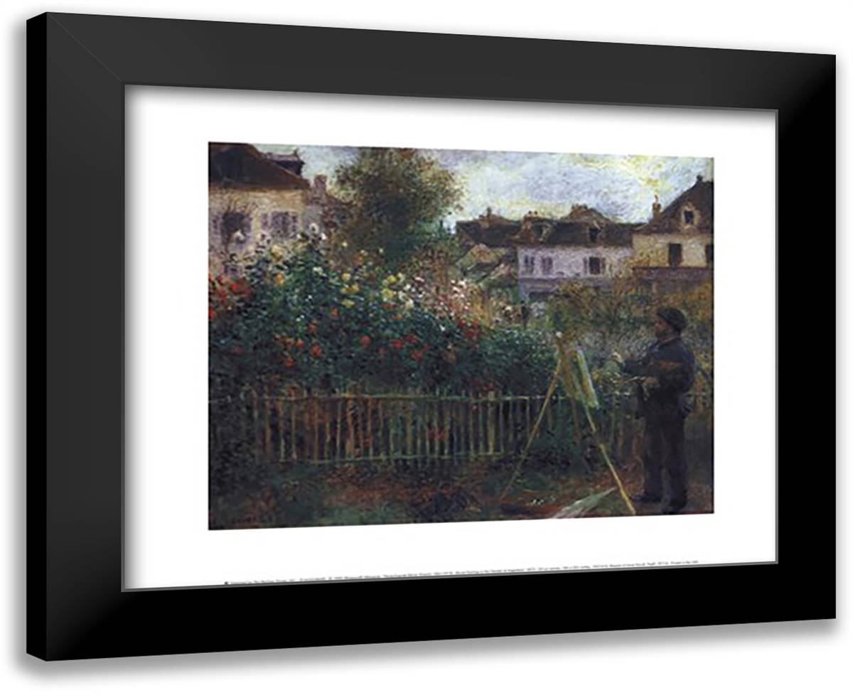 Monet Painting in his Garden at Argenteuil, c.1873 18x15 Black Modern Wood Framed Art Print Poster by Renoir, Pierre-Auguste