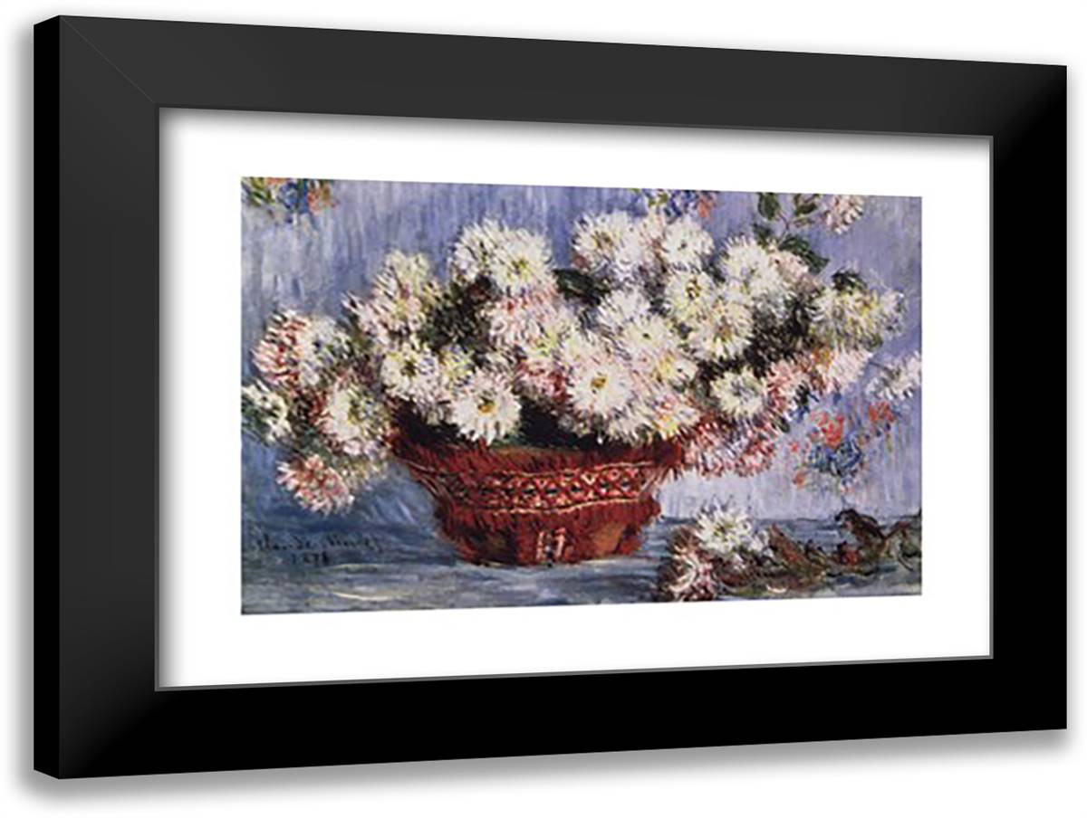 Chrysanthemums, 1878 18x15 Black Modern Wood Framed Art Print Poster by Monet, Claude