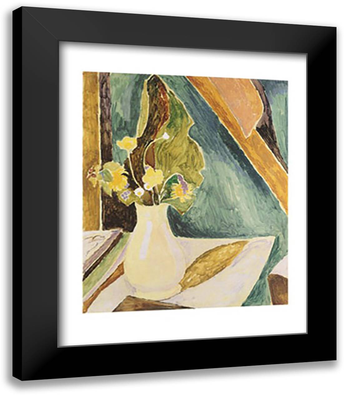 V. Bell - Still Life with Flowers Size 15x18 Black Modern Wood Framed Art Print Poster by Bell, V.