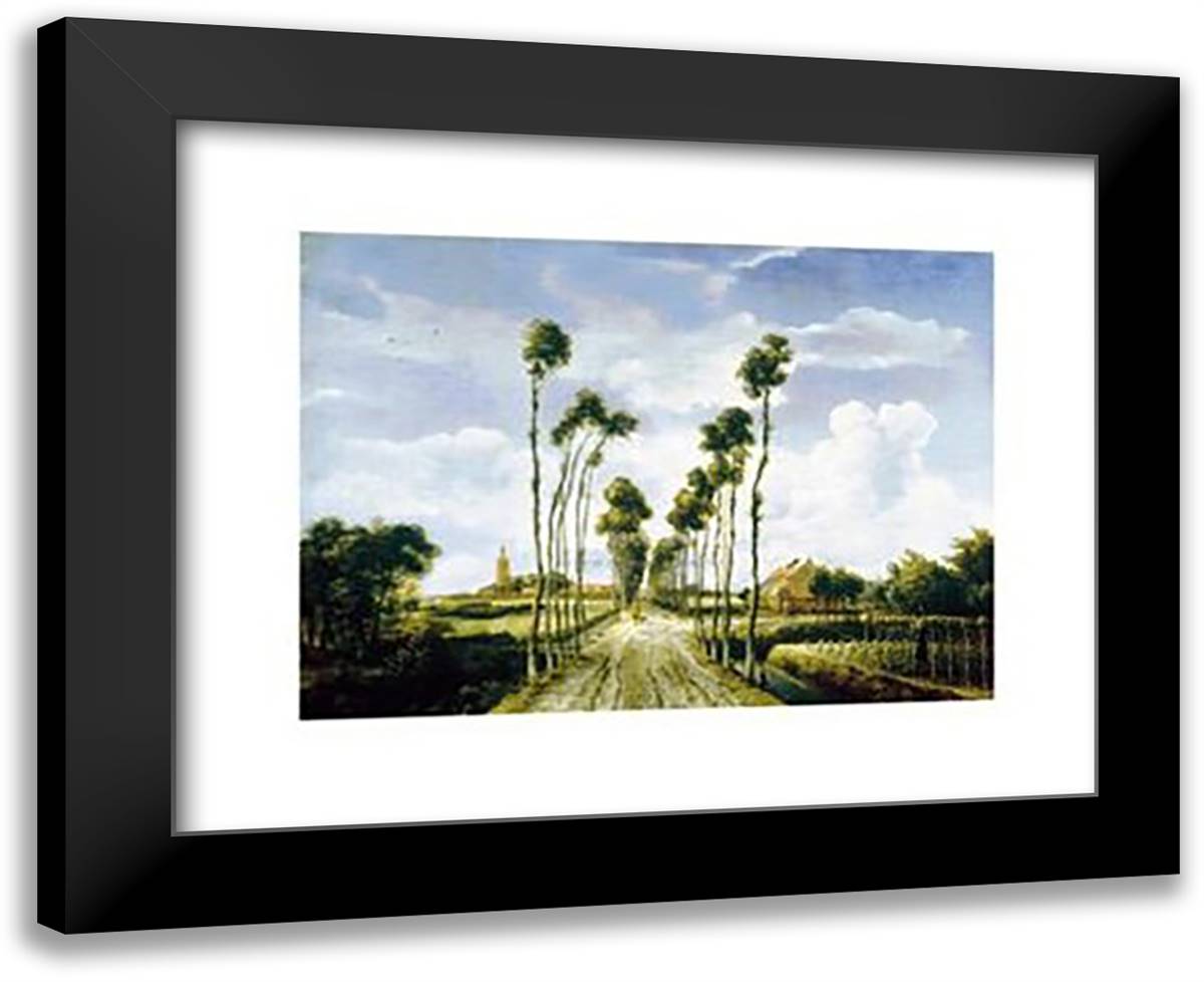 Avenue At Middelharnis 18x15 Black Modern Wood Framed Art Print Poster by Hobbema, Meindert