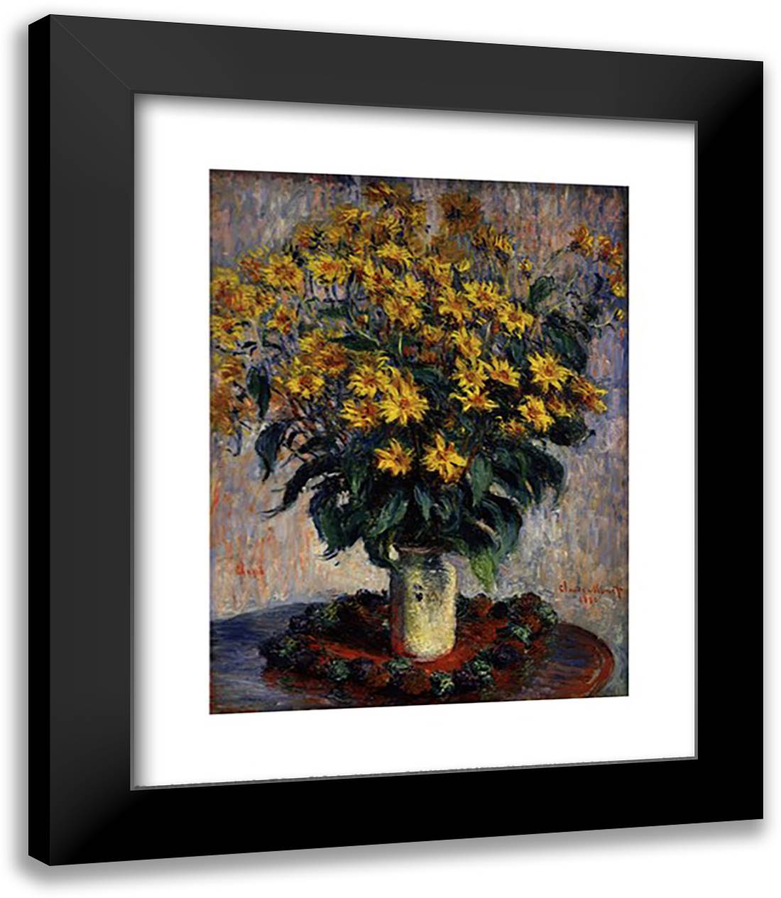 Jerusalem Artichoke Flowers 15x18 Black Modern Wood Framed Art Print Poster by Monet, Claude