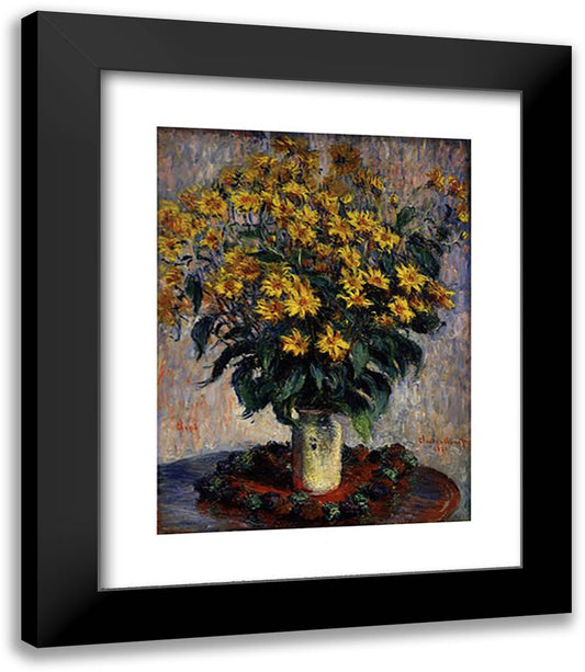 Jerusalem Artichoke Flowers 15x18 Black Modern Wood Framed Art Print Poster by Monet, Claude