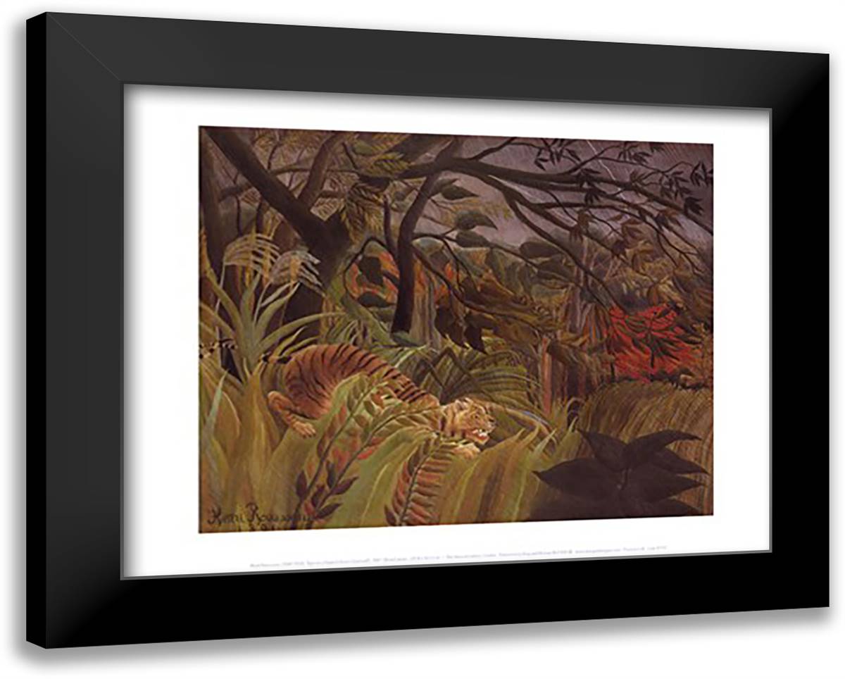 Tiger in a Tropical Storm (Surprised!) 18x15 Black Modern Wood Framed Art Print Poster by Rousseau, Henri