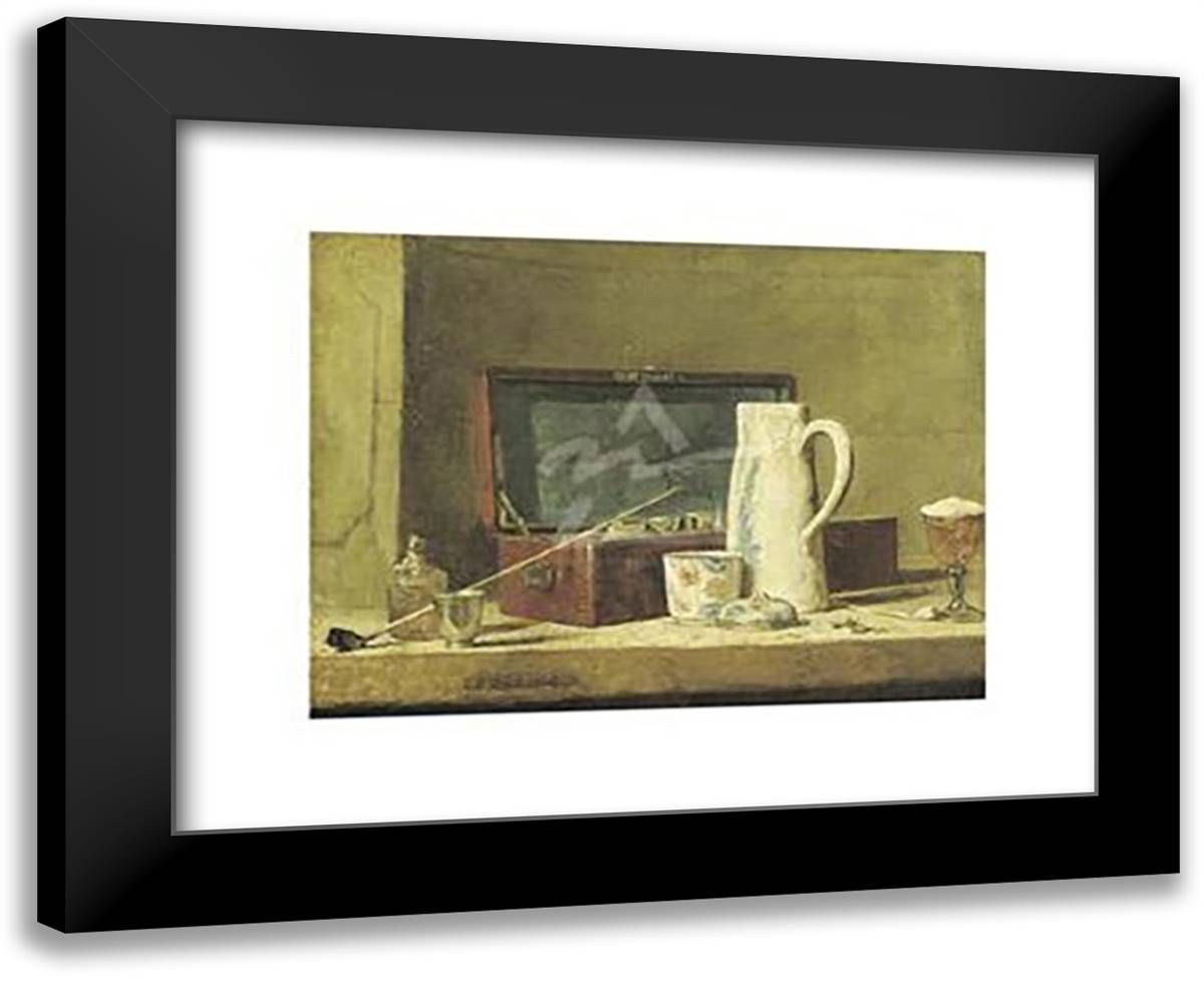 Smoker's Case 18x15 Black Modern Wood Framed Art Print Poster by Chardin, Martina