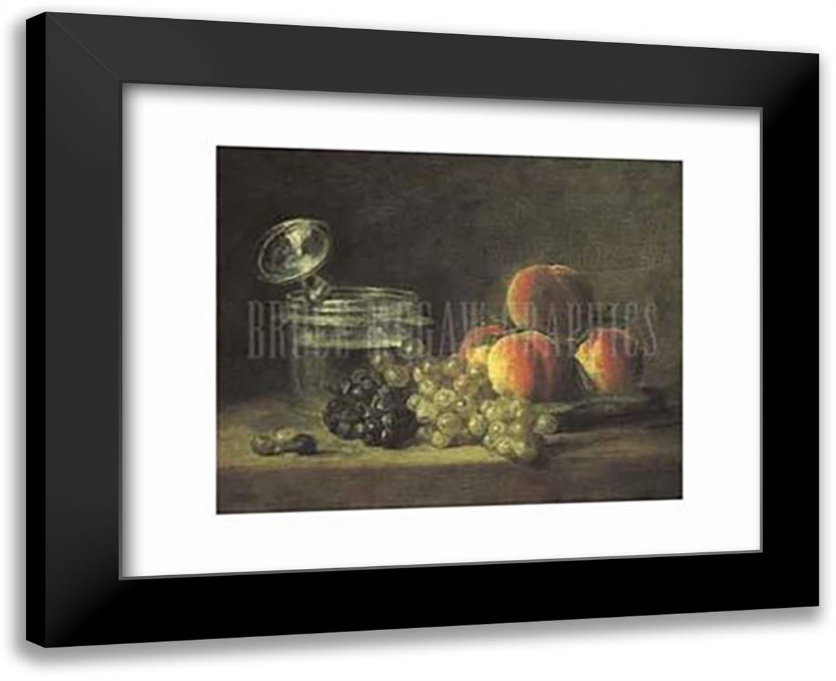Basket of Peaches 18x15 Black Modern Wood Framed Art Print Poster by Chardin, Martina