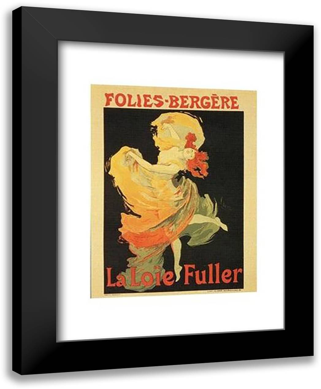Folies-Bergere 15x18 Black Modern Wood Framed Art Print Poster by Cheret, Jules