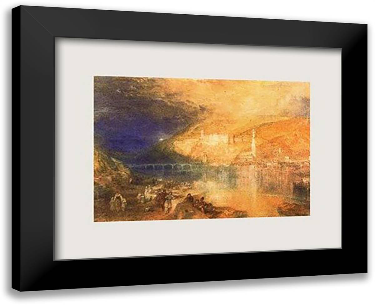 Heidelberg: Sunset 18x15 Black Modern Wood Framed Art Print Poster by Turner, J.M.W.