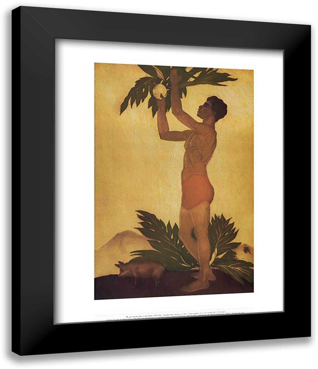 Breadfruit Boy, Hawaii 15x18 Black Modern Wood Framed Art Print Poster by Kelly, John
