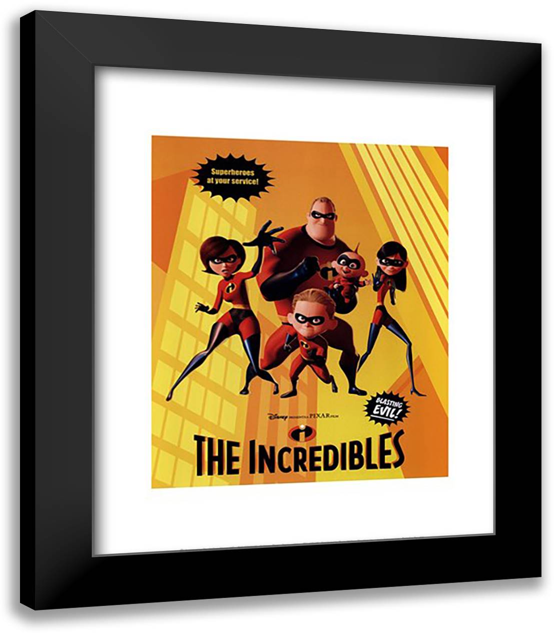 The Incredibles 15x18 Black Modern Wood Framed Art Print Poster by Disney