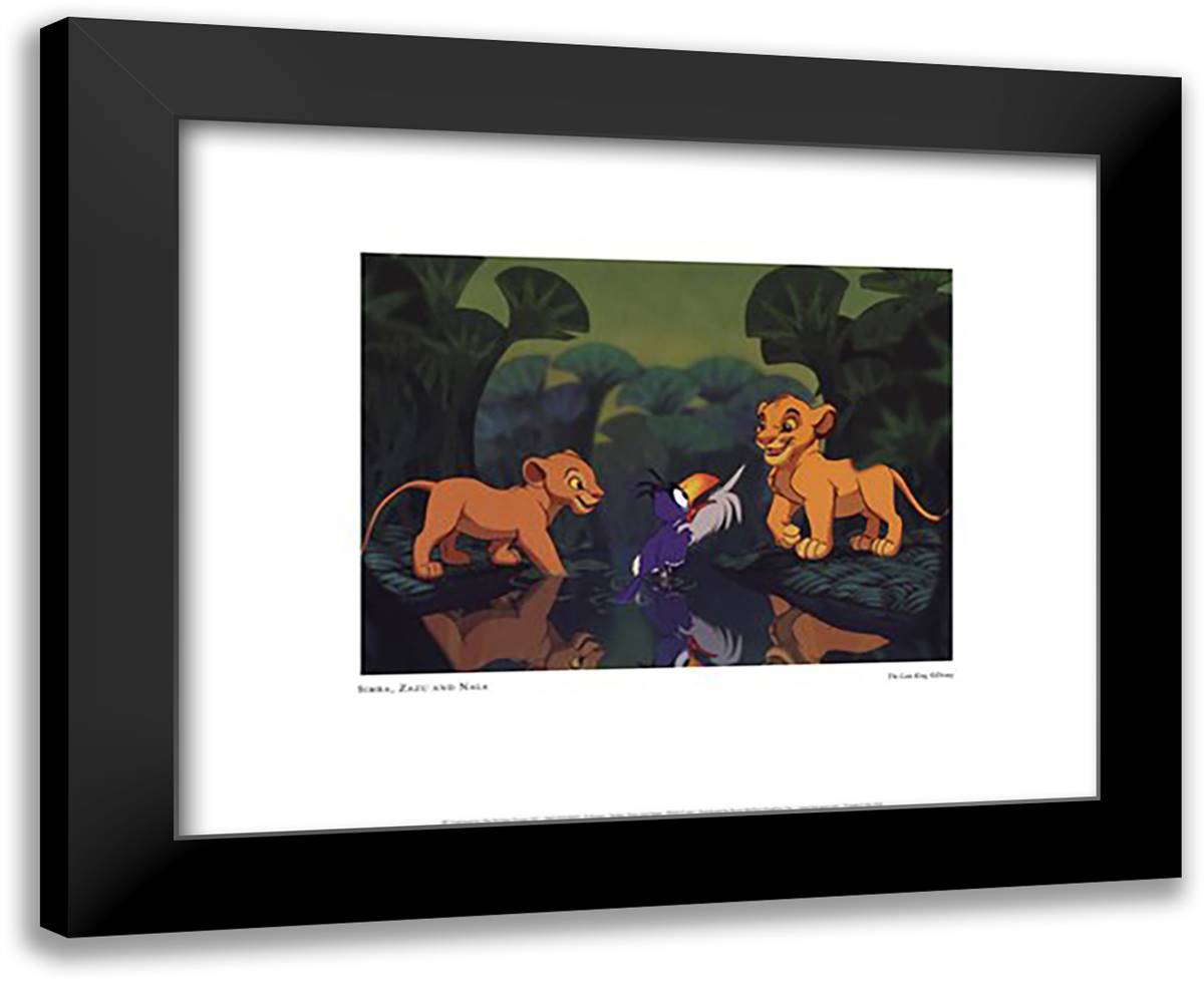 Simba, Zazu, and Nala 18x15 Black Modern Wood Framed Art Print Poster by Disney