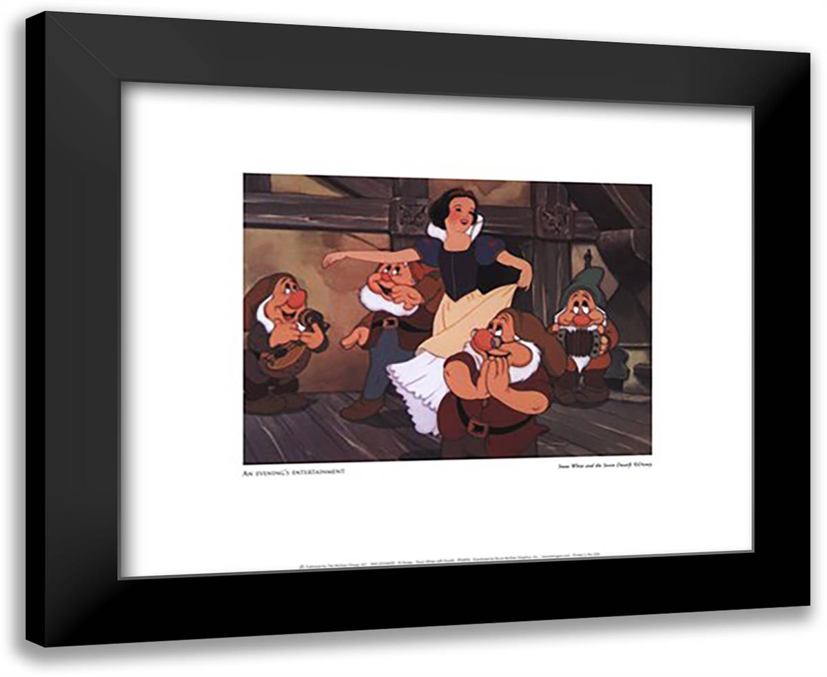 Snow White with Dwarfs 18x15 Black Modern Wood Framed Art Print Poster by Disney