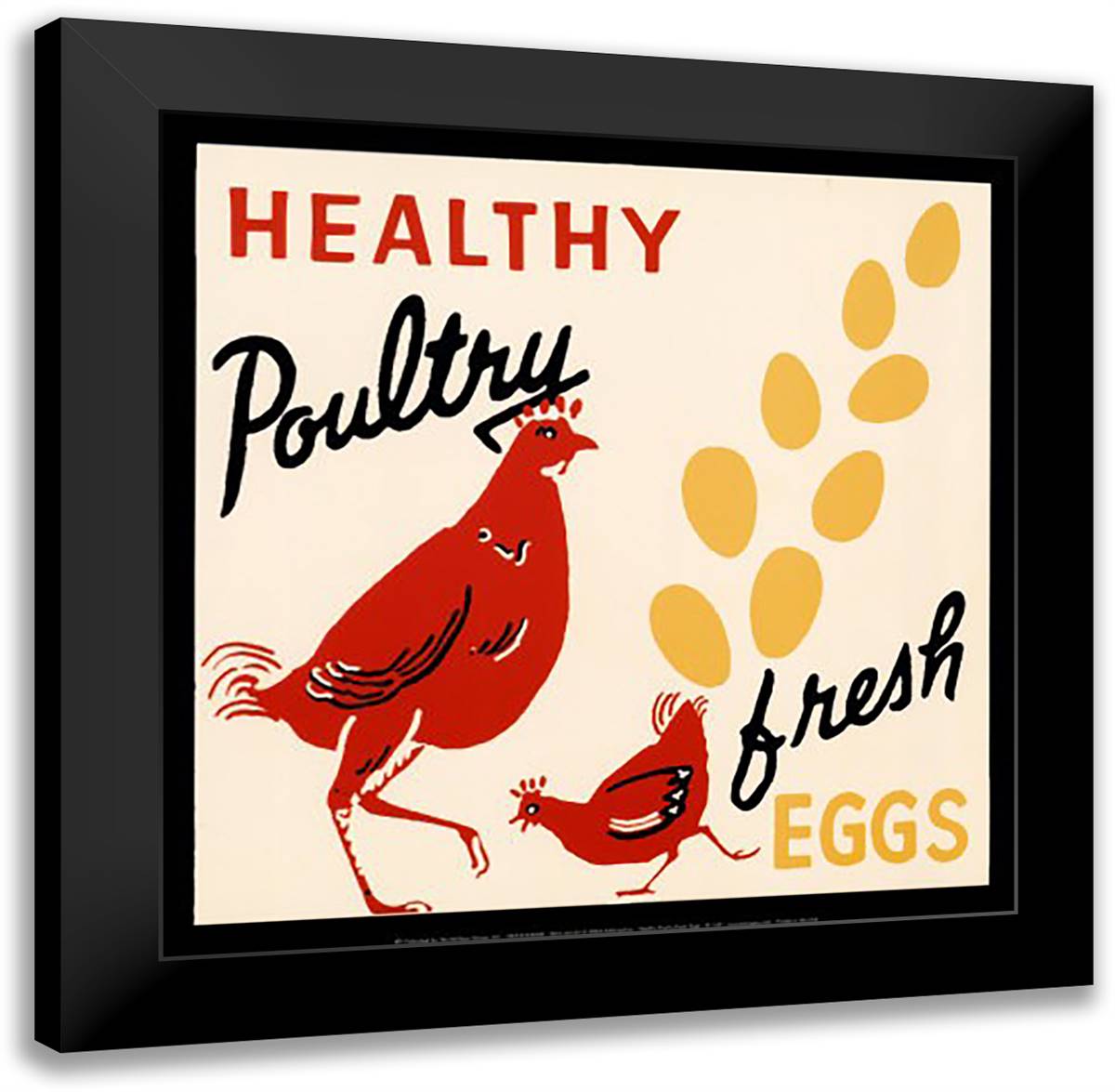 Healthy Poultry-Fresh Eggs 16x16 Black Modern Wood Framed Art Print Poster