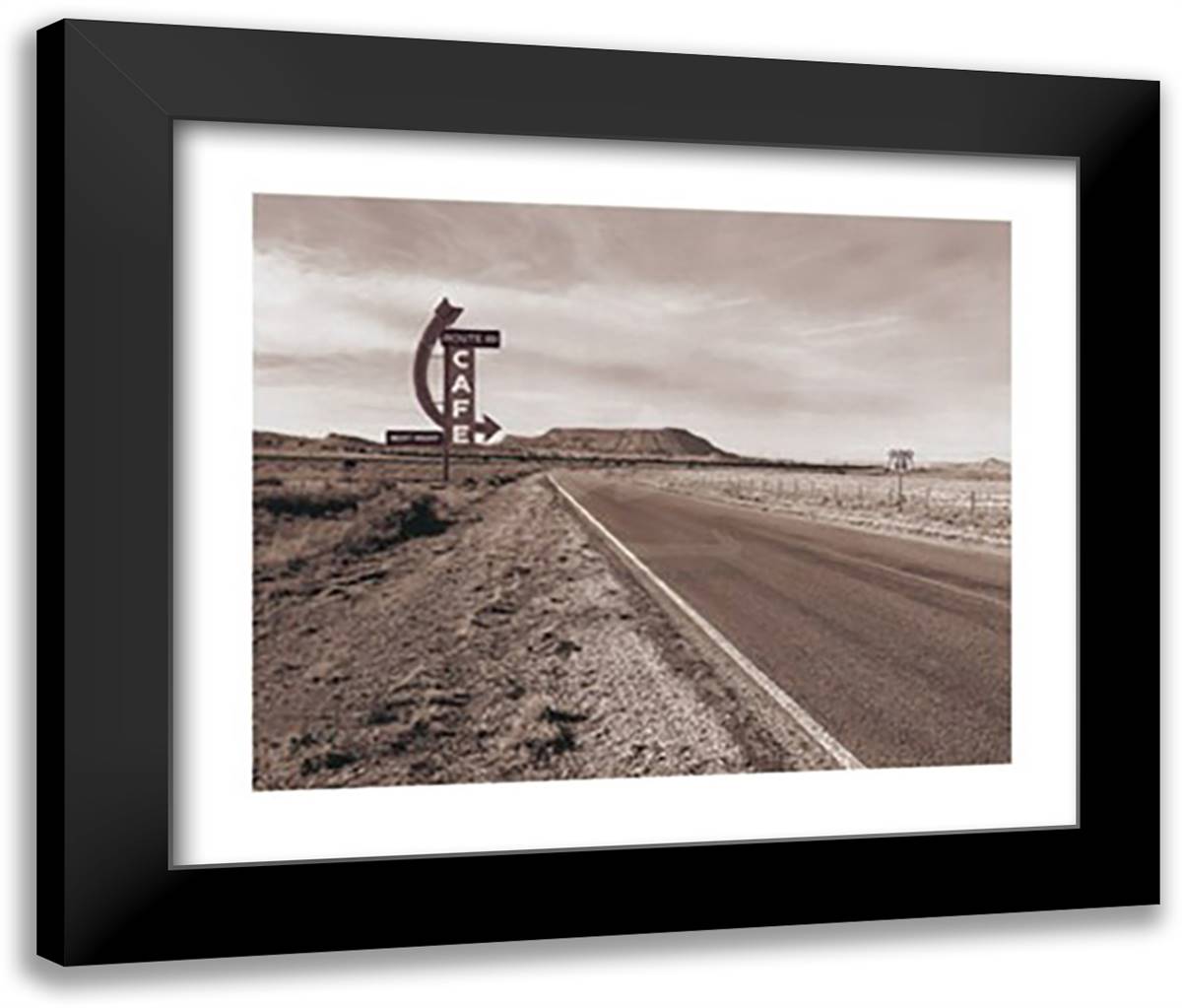 Route 66 Cafe 28x24 Black Modern Wood Framed Art Print Poster by Roth, Jack