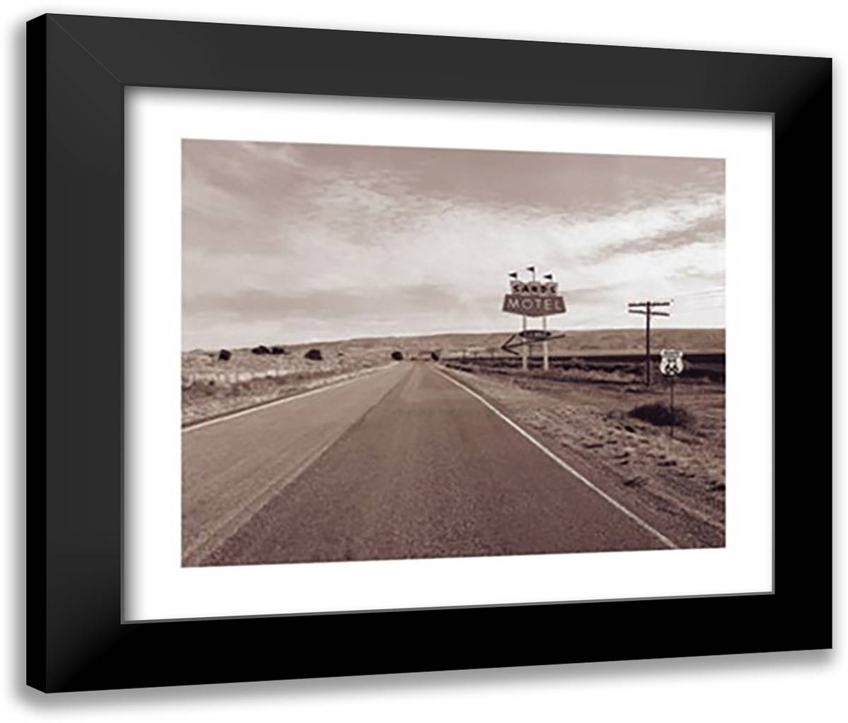 Route 66 Sands Motel 28x24 Black Modern Wood Framed Art Print Poster by Roth, Jack