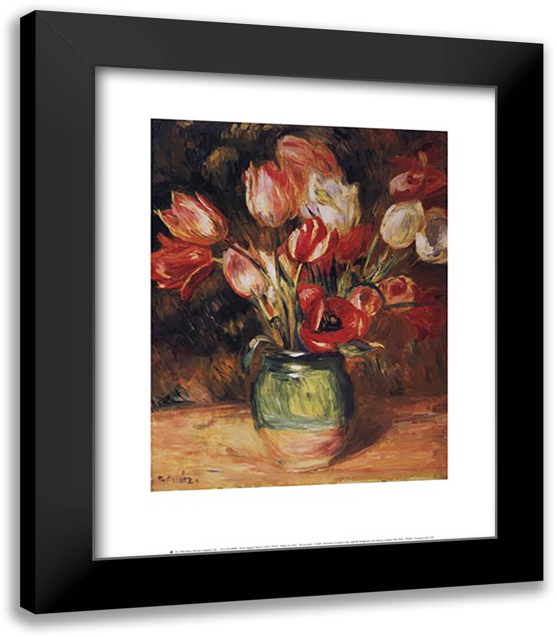 Tulips in a Vase 15x18 Black Modern Wood Framed Art Print Poster by Renoir, Pierre-Auguste