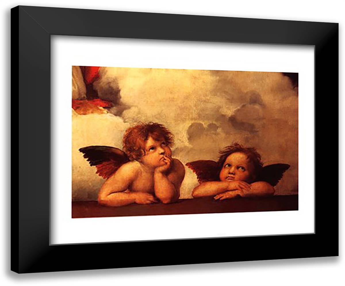 The Cherubim Putti Angels of The Sistine Madonna, c.1514 18x15 Black Modern Wood Framed Art Print Poster by Raphael