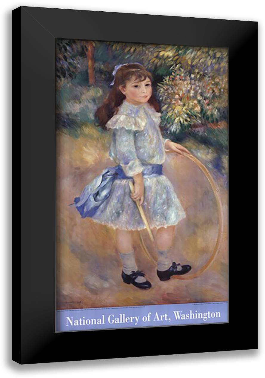 Girl with Hoop 24x20 Black Modern Wood Framed Art Print Poster by Renoir, Pierre-Auguste