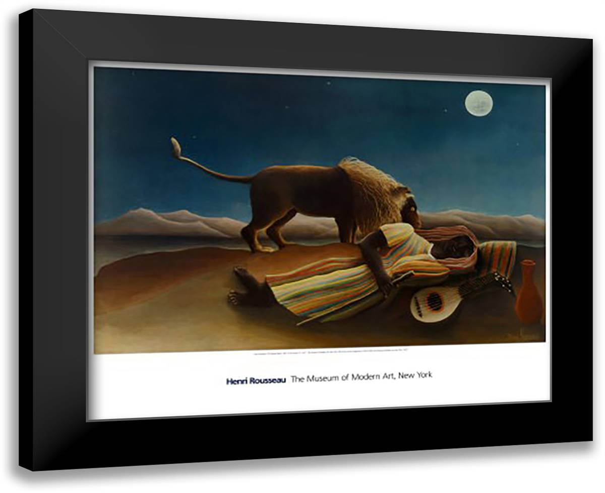 Sleeping Gypsy, c.1897 32x28 Black Modern Wood Framed Art Print Poster by Rousseau, Henri