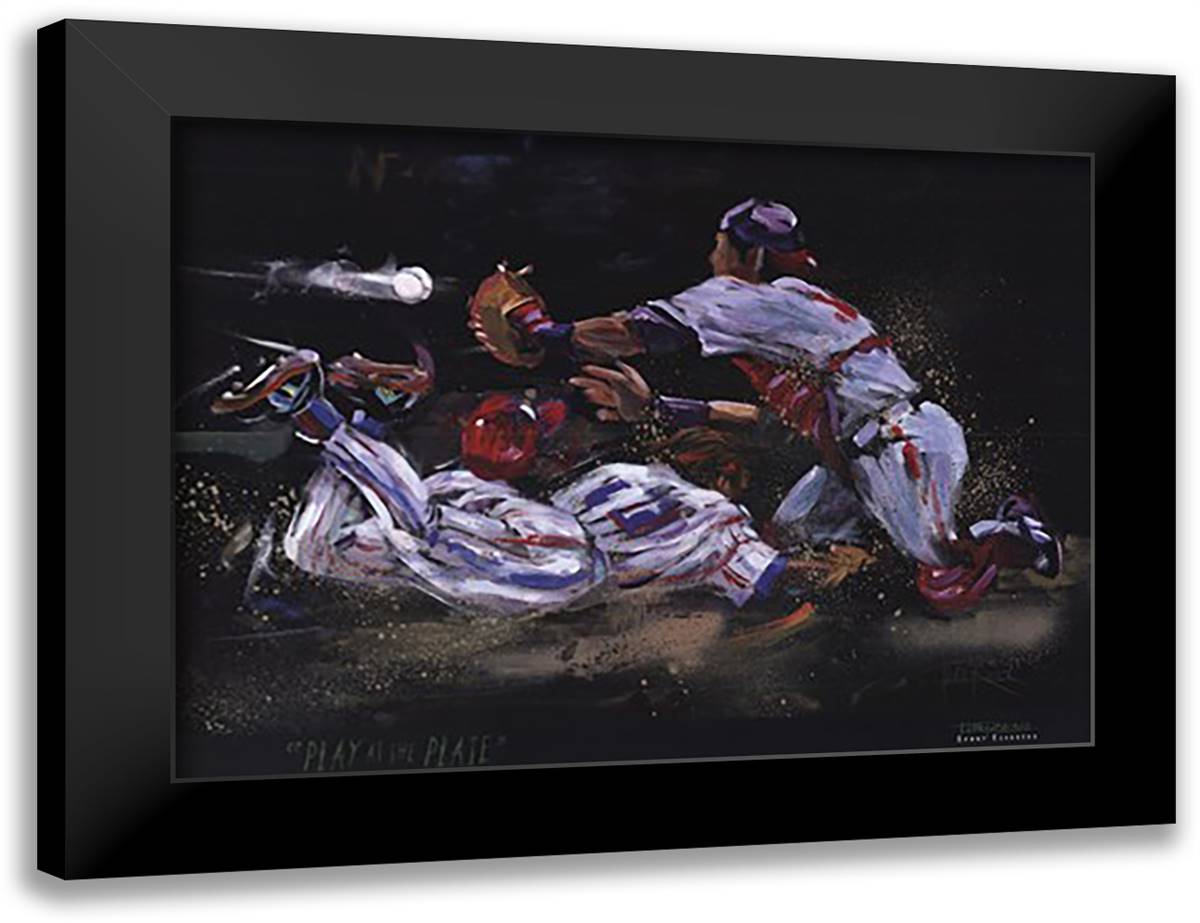 Play at the Plate 40x28 Black Modern Wood Framed Art Print Poster by Rose, Terry