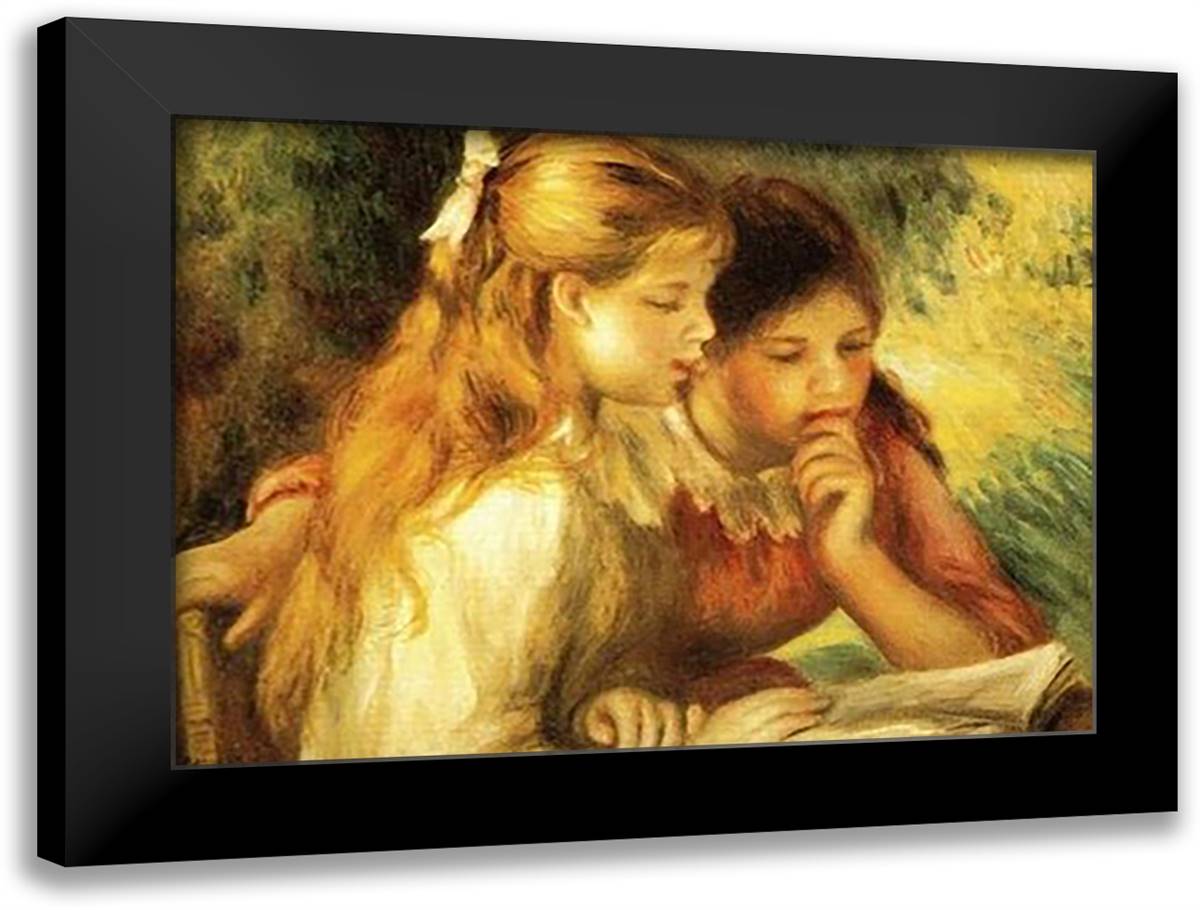 La lecture 32x24 Black Modern Wood Framed Art Print Poster by Renoir, Pierre-Auguste