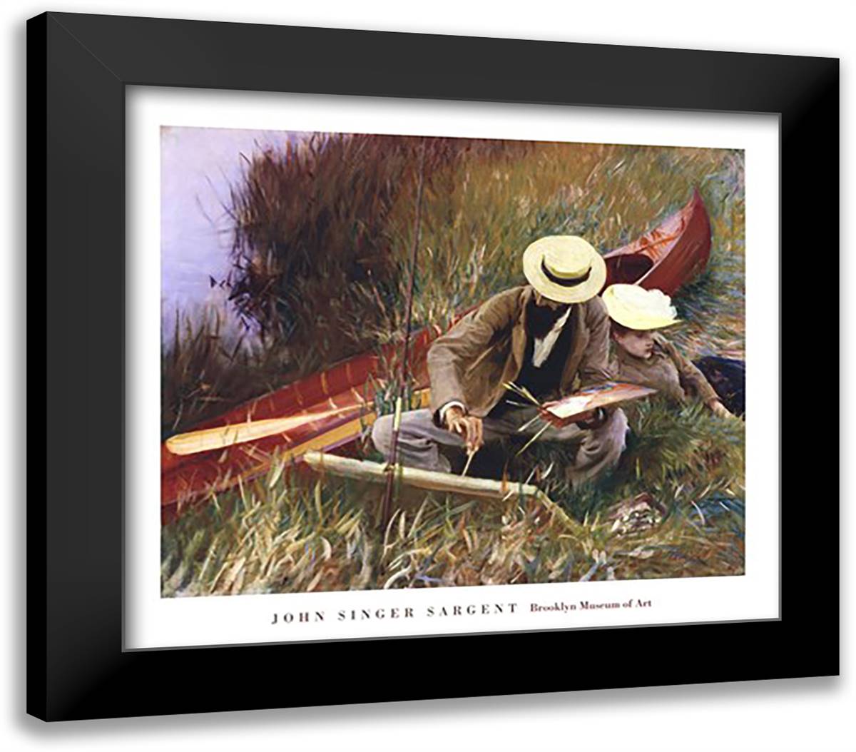 An Out-of-Doors Study (formerly known as Paul Helleu Sketching with His Wife) 32x28 Black Modern Wood Framed Art Print Poster by Sargent, John Singer