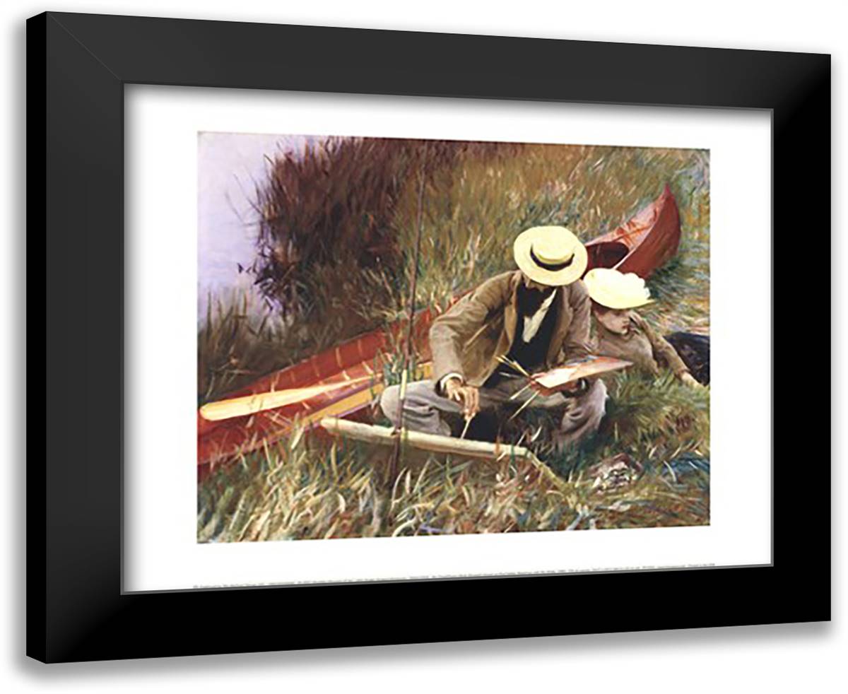 An Out-of-Doors Study (formerly known as Paul Helleu Sketching with His Wife) 18x15 Black Modern Wood Framed Art Print Poster by Sargent, John Singer