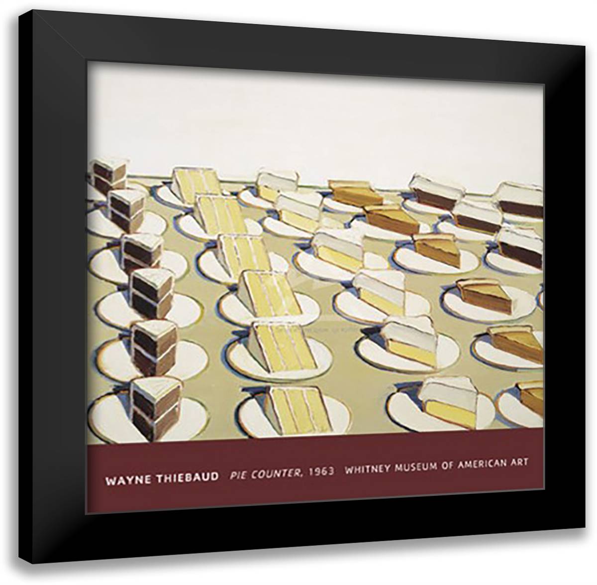 Pie Counter, 1963 27x27 Black Modern Wood Framed Art Print Poster by Thiebaud, Wayne